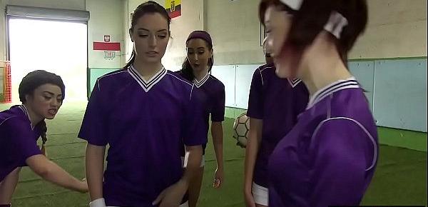  Unusual football training for naughty lesbian teens